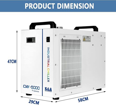 S&A CW-5000 DG Industrial Water Chiller 7L 1.14HP 2.64gpm Water Cooling System for 40W 50W 60W 70W 80W 90W 100W CO2 Laser Engraving & Cutting Machines,Cools 3868 BTU/Hour in Kuwait