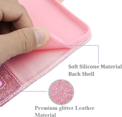 QLTYPRI for Samsung Galaxy S23 Ultra Wallet Case Bling Shiny Glitter Flip Folio Case Full-Body Protective Cover Card Slots Magnetic Closure Kickstand Wrist Strap for Women Girls S23 Ultra Case - Gold in Kuwait
