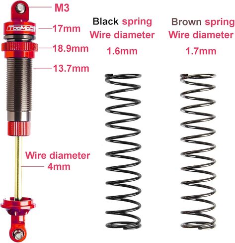115 ملم RC OIL SHOCK ASSORBER BIG BORE PARPER لـ 1/10 SLASH ، Stampede ، Rustler ، Hoss ، Bandit ، Ford ، Vortteks ، إلخ. ترقية الأجزاء استبدال （2pcs） (أسود) in Kuwait