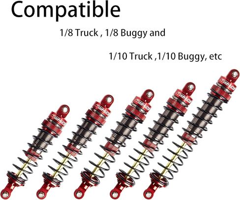 115 ملم RC OIL SHOCK ASSORBER BIG BORE PARPER لـ 1/10 SLASH ، Stampede ، Rustler ، Hoss ، Bandit ، Ford ، Vortteks ، إلخ. ترقية الأجزاء استبدال （2pcs） (أسود) in Kuwait