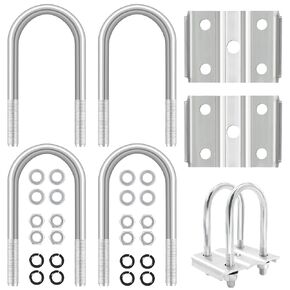 Trailer U Bolt kit for 3,500 lbs Trailer Axle, 2-3/8" Round Axle, Replacement Axle U Bolt Kits with Tie Plates Hex Nuts Screw Washers Flat Washers