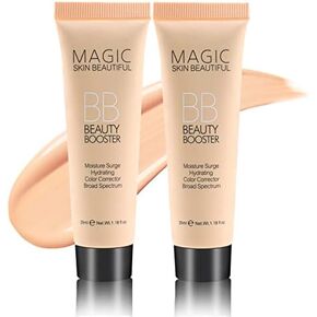 Boobeen Hydrating BB Cream, Full-Coverage Foundation&Concealer, Color Correcting Cream, Tinted Moisturizer BB Cream for All Skin Types - Evens Skin Tone（2 Pcs）