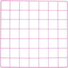 YOKIVE Iron Wire Grid Panel, Decorative Panels Board | Photo Pictures Display Holders Hanging Frame for Home Office (Pink, 14"x14")