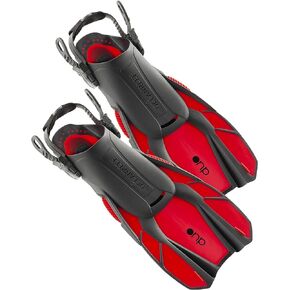 OCEAN REEF - Duo Fins - Fins for Snorkeling and Swimming and Low Weight for Easy Packing and Traveling (Red, Small/Extra Small)