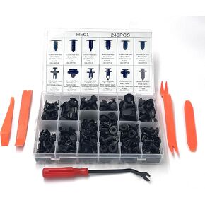 Performore 240 Pcs of Car Plastic Retainer Clips, Push Pin Rivets, Fastener Retainer Kit for Bumper Fender Door Trim Panel, Includes Storage Case with Tools for Toyota GM Honda Ford Chrysler