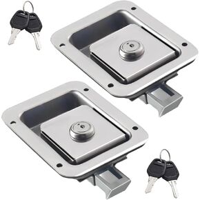 Truck Tool Box Latch, Stainless Steel Trailer Tool Box Paddle Locks, Truck Tool Box Latches Replacement, Flush Mount Handle Latch with Keys for Truck, Trailer, Yacht, RV, ATV, UTV(2 Pack)