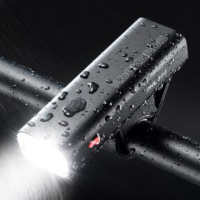 ROCKBROS Super Bright Bike Light 800Lumens Type C Rechargeable Bike Headlight Led IPX6 Waterproof Bike Front Light 5 Modes Aluminum Alloy Bike Light for Night Riding