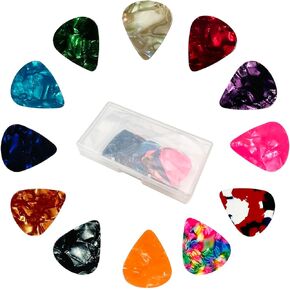 SEVENHEAD Guitar Picks 0.46mm - for Acoustic, Electric, Bass Guitar - Guitar Accessories - Natural Feel, Warm Tone - 24 Pack (Color Random)