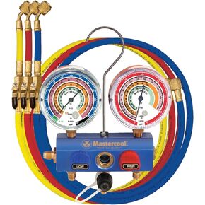 Mastercool (59661) Blue R410A, R22, R404A 2-Way Manifold Set with 3-1/8" Gauges and 60" Hoses