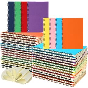 60 Pack Spiral Notebook Bulk, College Ruled Spiral Bound Notebooks Journals 8.5 x 5.5 Inch 50 Sheets Thick Paper Hardcover A5 Writing Notebooks for Study Notes School Gifts, Assorted Colors
