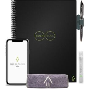 دفتر Rocketbook الذكي القابل لإعادة الاستخدام - دفتر ملاحظات ذكي صديق للبيئة قابل للمسح بغطاء أسود إنفينيتي (8.5 بوصة × 11 بوصة) مع ملحقات Rocketbook in Kuwait