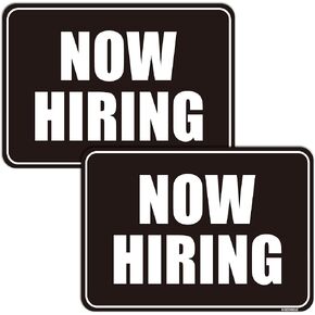 GEEKBEAR Now Hiring Car Magnet (2 Pack) - 11.7 x 8.2 in (Black)
