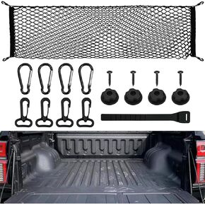 Cargo Net for Pickup Truck Bed for Trunk Organizers and Storage 120×30×30cm/48×12×12inches, Truck Bed Cargo Net with Metal Carabiner Buckles, Heavy Duty Elastic Pickup Truck Storage