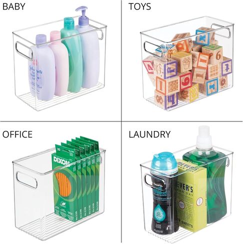 mDesign Tall Plastic Storage Organizer Container Bin, Office Organization for Filing Cabinet, Cupboard, Shelves, and Desk - Holds Notepads, Pens, Pencils, Highlighters, Ligne Collection, Clear in Kuwait