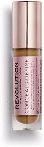 Makeup Revolution Conceal & Define Concealer, Full Coverage Makeup Concealer, Matte Finish & Long Wear, For Dark or Deep Skin Tones, Vegan, C16, 4ml in Saudi Arabia