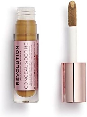 Makeup Revolution Conceal & Define Concealer, Full Coverage Makeup Concealer, Matte Finish & Long Wear, For Dark or Deep Skin Tones, Vegan, C16, 4ml in Saudi Arabia