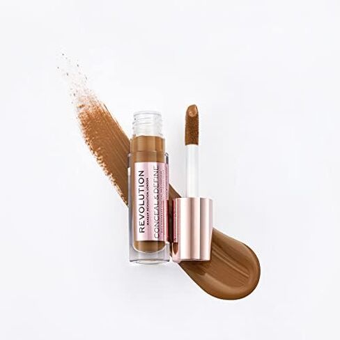 Makeup Revolution Conceal & Define Concealer, Full Coverage Makeup Concealer, Matte Finish & Long Wear, For Dark or Deep Skin Tones, Vegan, C16, 4ml in Saudi Arabia