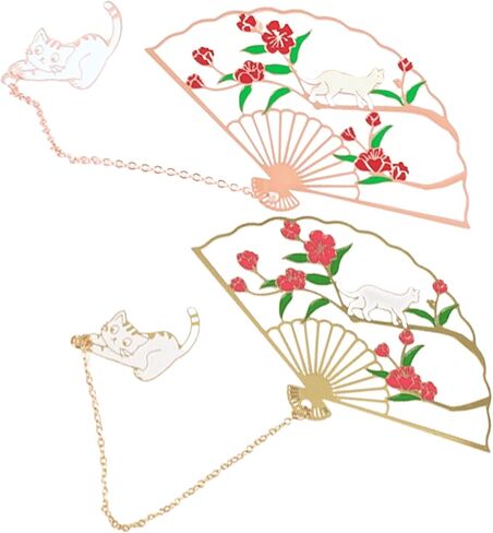 2 Pcs Chinese Fan Magpie Bookmark Metal Book Mark Fancy Bookmarks for Women,Men and Book Lovers Gifts (Magpie) in Saudi Arabia
