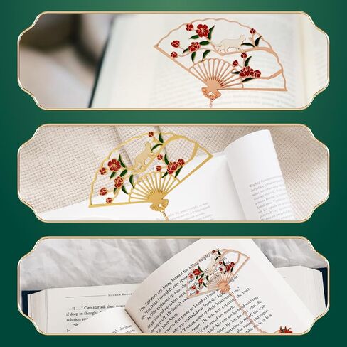 2 Pcs Chinese Fan Magpie Bookmark Metal Book Mark Fancy Bookmarks for Women,Men and Book Lovers Gifts (Magpie) in Saudi Arabia