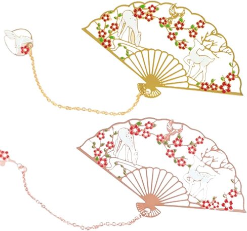2 Pcs Chinese Fan Magpie Bookmark Metal Book Mark Fancy Bookmarks for Women,Men and Book Lovers Gifts (Magpie) in Saudi Arabia