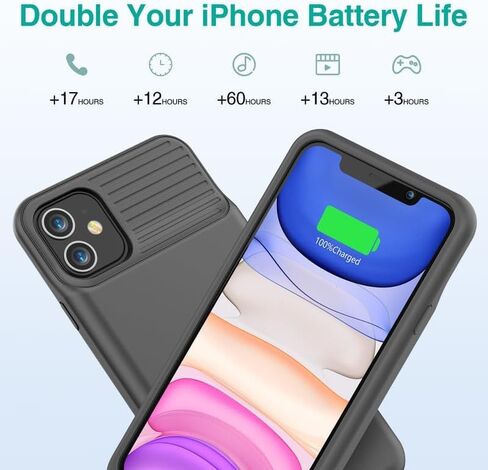 Battery Case for iPhone 11/ XR, Upgraded 7000mAh Charging Case Portable Extended Charger Cover Compatible with iPhone 11/XR (6.1 inch) Black in Saudi Arabia