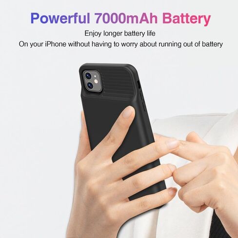 Battery Case for iPhone 11/ XR, Upgraded 7000mAh Charging Case Portable Extended Charger Cover Compatible with iPhone 11/XR (6.1 inch) Black in Saudi Arabia