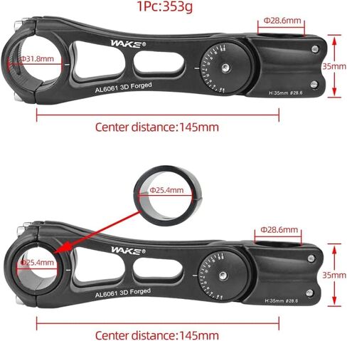 BESNIN Adjustable Bike Stem 0-90 Degree 25.4mm 31.8mm Universal for Handlebar 145mm stem OR 110mm Bike stem, Adjustable MTB Stem Mountain Bike Stem for Bicycle, Road Bike, MTB, BMX, Cycling in Saudi Arabia