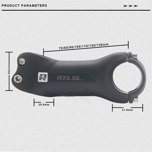 RXL SL جذع الكربون MTB، جذع الدراجة الجبلية 31.8، جذع دراجة الطريق 6 17 درجة 70 مم 80 مم 90 مم 100 مم 110 مم 120 مم 130 مم سيقان مقود فيكسي للانحدار إندورو XC in Kuwait