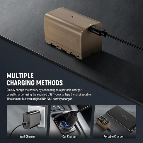 Neewer NP-F750 7000mAh Replacement Battery, 5.4Hrs Full Charge Time with USB Type C Port/Cable, Rechargeable Camera Camcorder Video Light Monitor Battery for Sony NP-F550 F750 F950 F970 in Saudi Arabia