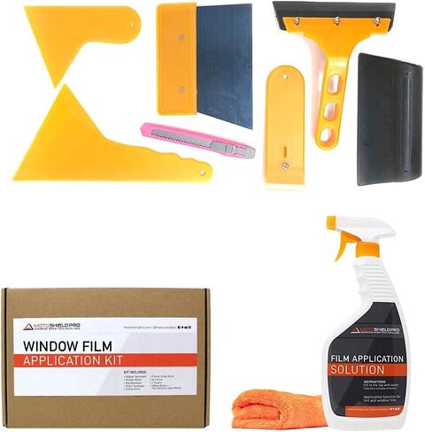 مجموعة تطبيق تظليل النوافذ من MotoShield Pro مكونة من 9 قطع، حمالة صدر شفافة، أدوات تثبيت تظليل النوافذ PPF DIY، تتضمن رذاذ تطبيق صبغة 500 مل in Kuwait