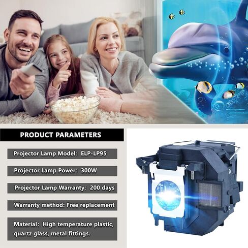 Replacement Projector Lamp Module for EPSON ELPLP95 V13H010L95 with Home Cinema 1450 1080p Power Lite 2065 2155W 2165W 2245U 2250U (Original Factory Bulb with Housing) in Kuwait
