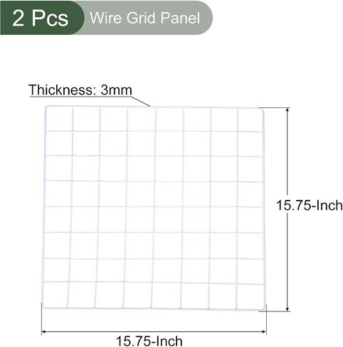 YOKIVE 2Pcs Iron Wire Grid Panel, Decorative Panels Board | Photo Pictures Display Holders Hanging Frame for Home Office (White, 16"x16") in Saudi Arabia