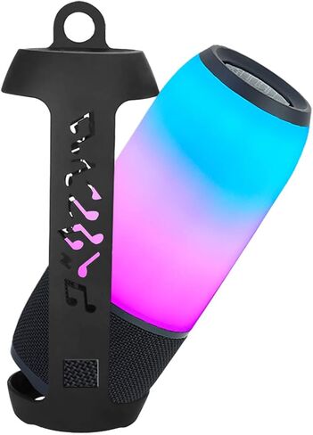 Linkidea Silicone Speaker Case Cover Compatible with JBL Pulse 3 Wireless Bluetooth IPX7 Waterproof Speaker Case, Protective Soft Skin Sleeve, Travel Carrying Pouch with Keychain Hook (Black) in Saudi Arabia