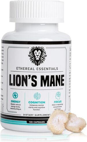 كبسولات إدراك فطر Lions Mane (120 قطعة) - مسحوق الفطر مستخلص عرف الأسد - فيتامينات الدماغ - الإدراك - مكمل التركيز in Saudi Arabia
