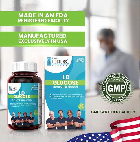 Latin Doctors Glucose Support Berberine Supplement, Natural Formula with Cinnamon, Vanadium Citrate and Bitter Melon, Helps Control, Balance, and Support Healthy Levels, 60 Capsules in Saudi Arabia