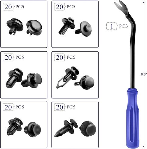 AXELECT 120 PCS Car Clips with Fastener Removal Tool, Car Push Pins Retainer Fender Clip, 6 Different Bumper Rivet Clip for Almost Vehicles in Saudi Arabia