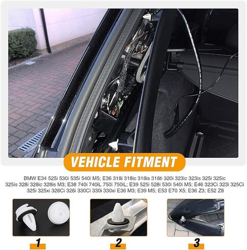 GOOACC 50 قطعة باب السيارة لوحة الكسوة التجنيب كليب الوفير السحابة برشام كليب لسيارات BMW 51411973500 سلسلة 3، 5 و 7 E46 E36 E34 E38 E39 M3-مع حلقة الختم in Saudi Arabia