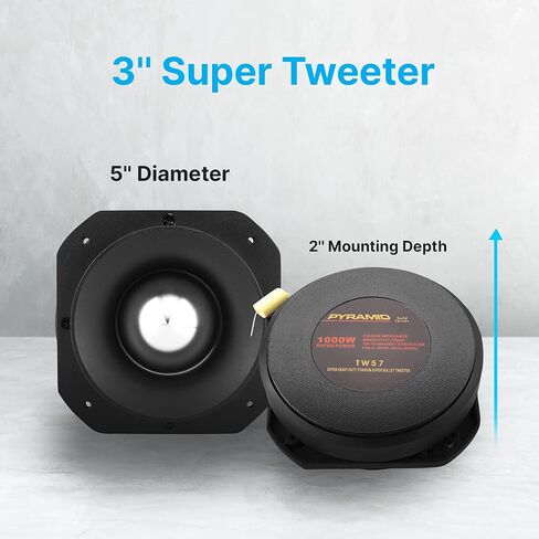 مكبر صوت للسيارة مقاس 3 بوصات من بيراميد - قوة 1000 وات عالية القوة 3 بوصات نظام مكبر صوت من التيتانيوم الفائق مع إطار من الألومنيوم المصبوب، تردد 2 كيلو هرتز - 25 كيلو هرتز، 109 ديسيبل، 4-8 أوم، مغناطيس TW57 شديد التحمل 100 أونصة، أسود in Kuwait