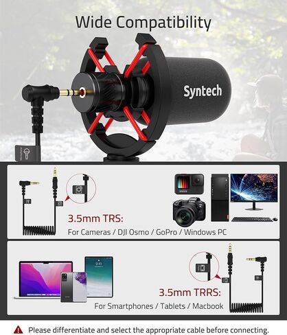 ميكروفون كاميرا Syntech 2 في 1 لمدونات الفيديو، ميكروفون Shotgun مع إلغاء الضوضاء، متوافق مع كاميرا DSLR، iPhone وAndroid، ميكروفون الكاميرا مع حامل للصدمات، واقي أمامي Deadcat، حقيبة حمل in Kuwait
