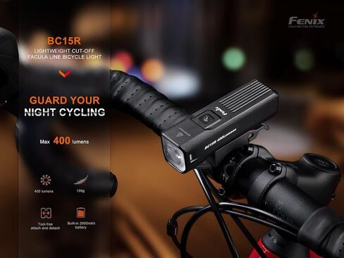 Fenix BC15R Bike Light, USB-C Rechargeable Quick Release, Lightweight Bright with Long Runtime and Anti-Glare, Helmet Mountable, Waterproof for Night Riding with Lumentac Organizer in Saudi Arabia