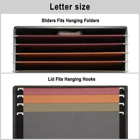 File Organizer Box, Collapsible Storage Filling Box with Lid for Letter Legal Size Hanging Folders Decorative Linen File Folder Box Document Storage Filing Bin, Black 2 Pack in Saudi Arabia