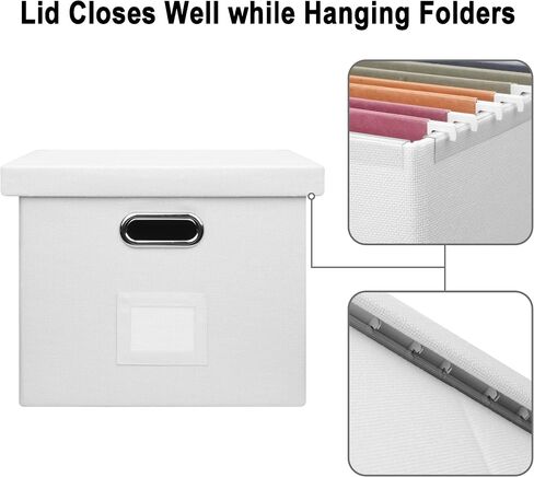 File Organizer Box, Collapsible Storage Filling Box with Lid for Letter Legal Size Hanging Folders Decorative Linen File Folder Box Document Storage Filing Bin, Black 2 Pack in Saudi Arabia