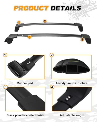 Snailfly Upgraded Crossbar Fit for 2021-2024 Hyundai Santa Cruz SE SEL Premium Night Limited Roof Rack Top Cargo Carrier Cross bar Aluminum Automotive Exterior Accessories (NOT for Naked Roof) in Saudi Arabia