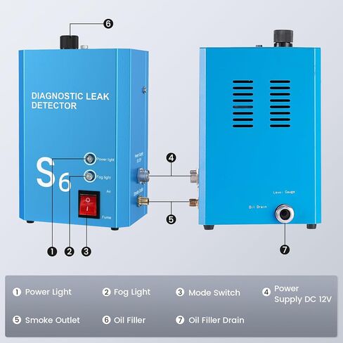 ماكينة دخان السيارات مع مضخة هواء مدمجة، مجموعة أدوات كشف التسرب 12 فولت تيار مستمر، عالمية للدراجات النارية/السيارة/الشاحنة in Kuwait