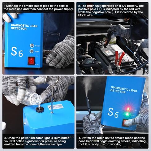 ماكينة دخان السيارات مع مضخة هواء مدمجة، مجموعة أدوات كشف التسرب 12 فولت تيار مستمر، عالمية للدراجات النارية/السيارة/الشاحنة in Kuwait