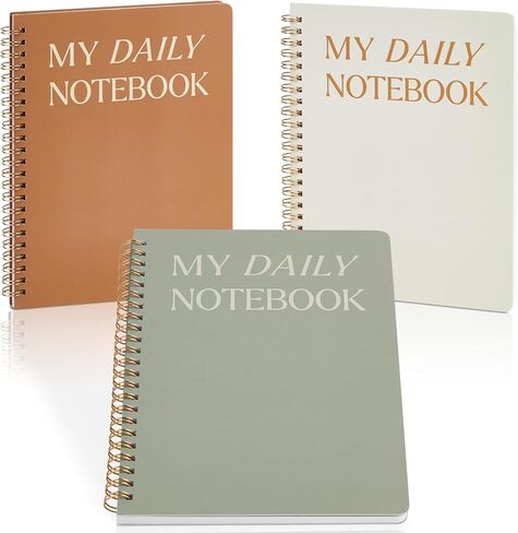 ZICOTO Aesthetic Spiral Notebook Set of 3 For Women - Cute College Ruled 8x6 Journal/Notebook with Large Pockets And Lined Pages - Perfect Supplies to Stay Organized at Work or School in Saudi Arabia