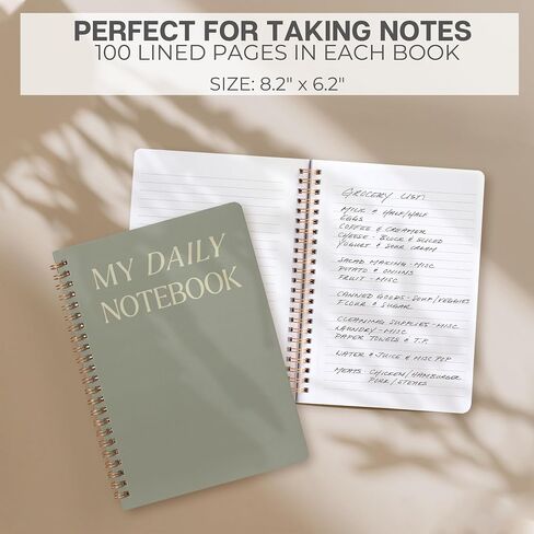 ZICOTO Aesthetic Spiral Notebook Set of 3 For Women - Cute College Ruled 8x6 Journal/Notebook with Large Pockets And Lined Pages - Perfect Supplies to Stay Organized at Work or School in Saudi Arabia