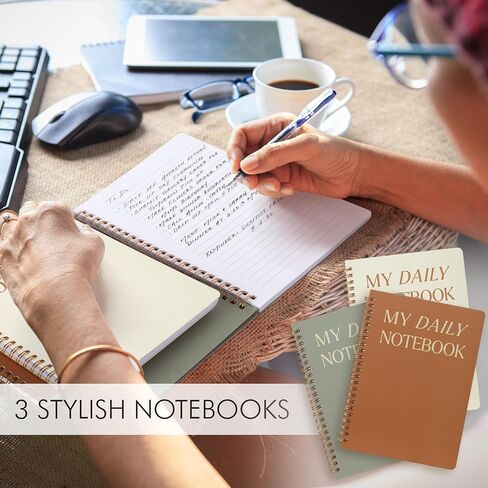 ZICOTO Aesthetic Spiral Notebook Set of 3 For Women - Cute College Ruled 8x6 Journal/Notebook with Large Pockets And Lined Pages - Perfect Supplies to Stay Organized at Work or School in Saudi Arabia