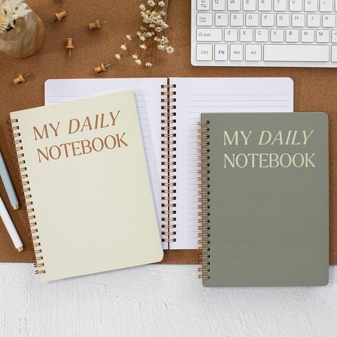 ZICOTO Aesthetic Spiral Notebook Set of 3 For Women - Cute College Ruled 8x6 Journal/Notebook with Large Pockets And Lined Pages - Perfect Supplies to Stay Organized at Work or School in Saudi Arabia
