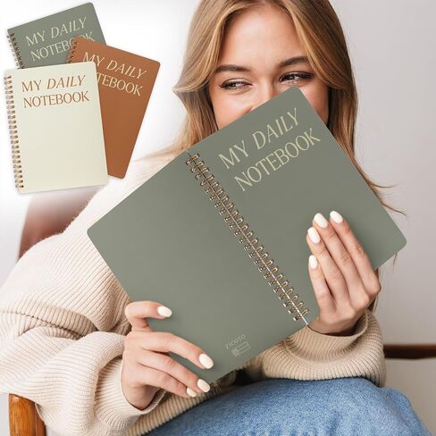ZICOTO Aesthetic Spiral Notebook Set of 3 For Women - Cute College Ruled 8x6 Journal/Notebook with Large Pockets And Lined Pages - Perfect Supplies to Stay Organized at Work or School in Saudi Arabia